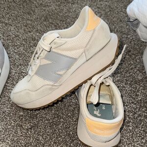 New Balance 237 Women's Cream and Gray Sneakers with Tan Accents